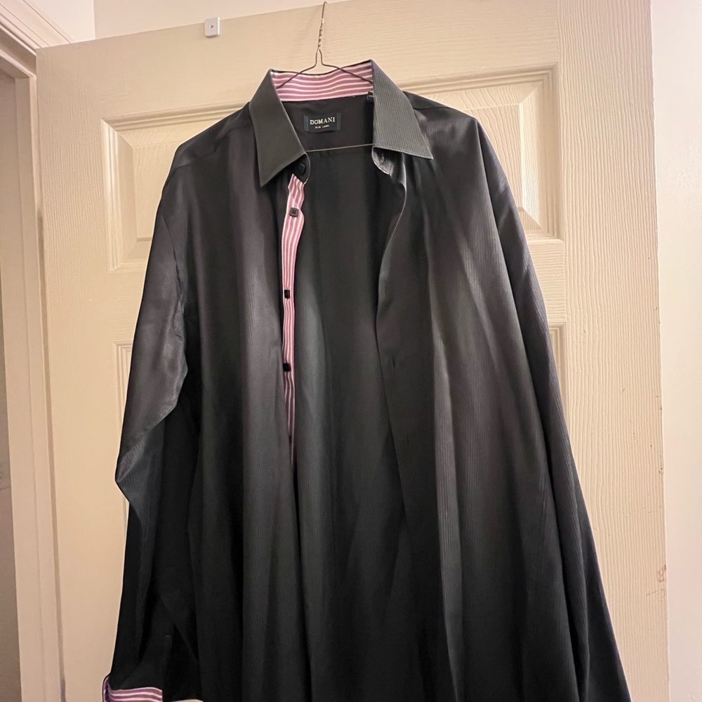 Black Dress Shirt with Pink Accents XL